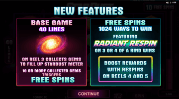 Star Dust slot free spins