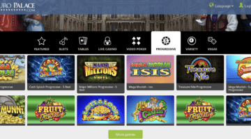 Euro Palace Casino Progressive Jackpots